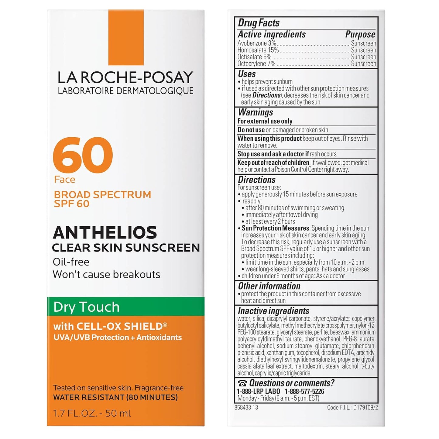 La Roche-Posay Anthelios Clear Skin Dry Touch Sunscreen SPF 60، آئل فری